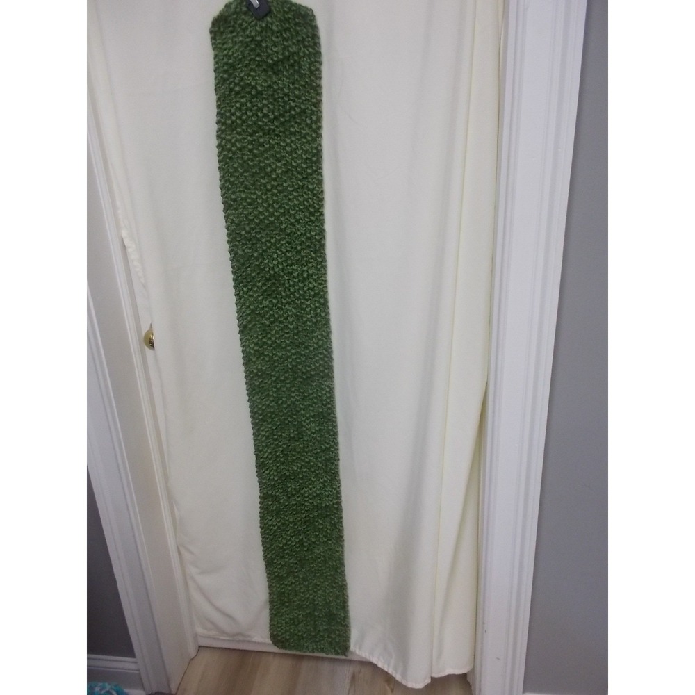 Handmade Moss Green Chunky Knit Scarf Garter Stitch Marled Winter Wrap